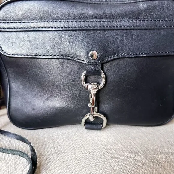 Rebecca Minkoff's M.A.B. Camera Black Leather Crossbody Purse Bag - Picture 2 of 16